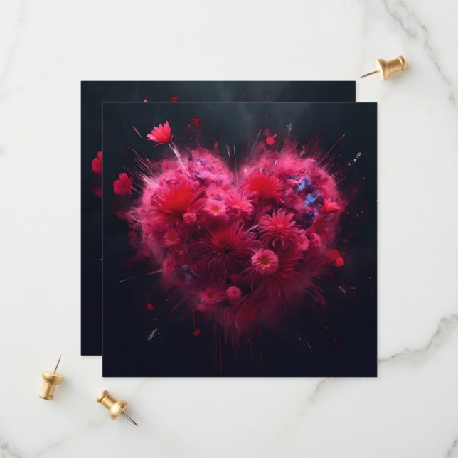 Lebhafter rosa Herzschlag Save The Date (Vorderseite/Rückseite Beispiel)