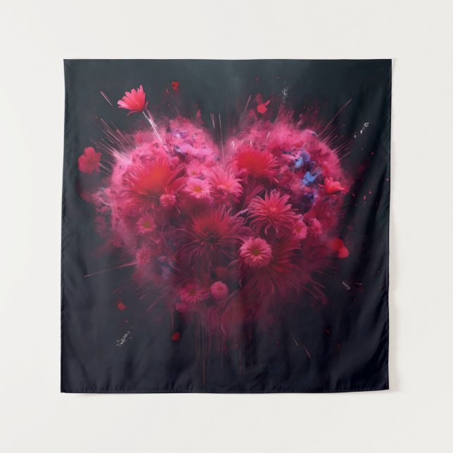 Lebhafter rosa Herzschlag Wandteppich (Vorderseite)