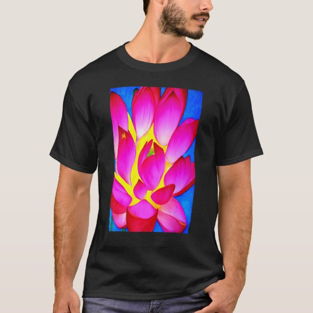 Lebhafter rosa Lotus für Energie und Friedliches I T-Shirt (Vorderseite)
