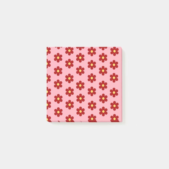 Lebhafter Rosa und Roter Retro Blume Frühjahr Somm Post-it Klebezettel (Vorderseite)