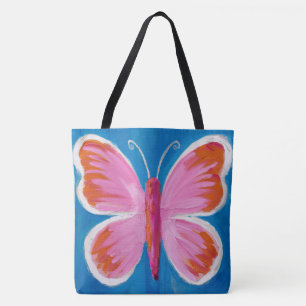 Lebhafter rosafarbener Schmetterling auf blauem Hi
