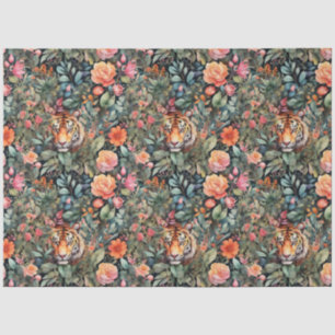 Lebhafter Rose- und Tigerdschungel Seidenpapier