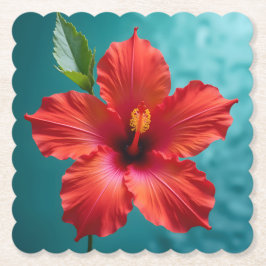 Lebhafter Roter Hibiskus in vollem Glanz Untersetzer