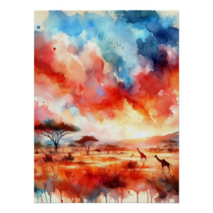 Lebhafter Safari Sunset Poster