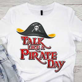Lebhafter schwarzer Piratenhut mit 'Talk Like a Pi T-Shirt