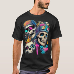 "Lebhafter Skull-T - Shirt, einzigartige Neon Stre T-Shirt