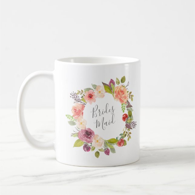 Lebhafter Sommer-Blumenreath | Bridesmaid-Tasse Kaffeetasse (Links)