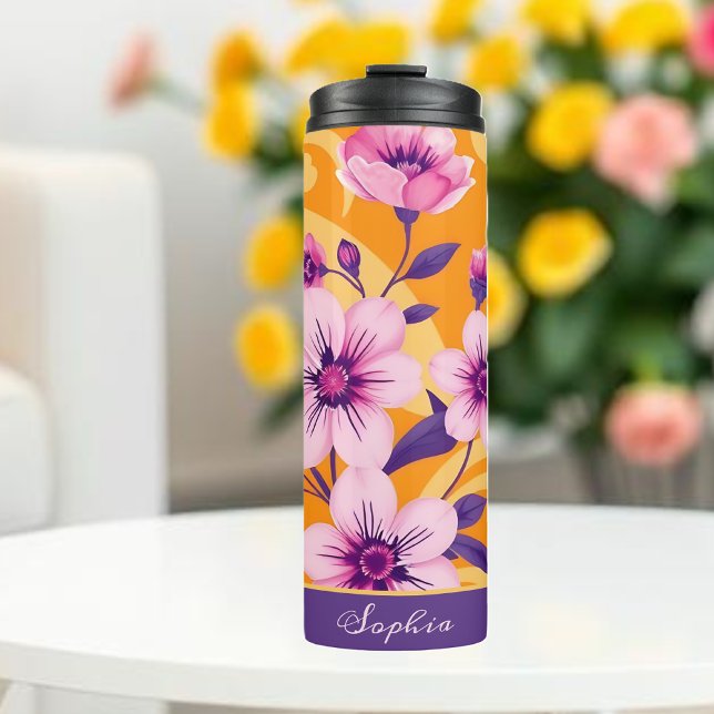 Lebhafter Sommer Florals-Dopamin-Stil Thermosbecher (Vibrant Summer Florals-Dopamine Style Thermal Tumbler )