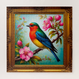 Lebhafter Songbird auf blühenden Branchen Puzzle