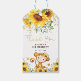 Lebhafter Sonnenblumen-Cheeky Baby Monkey Wild Bir Geschenkanhänger