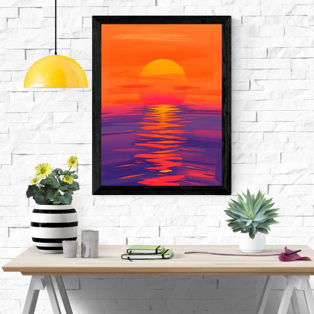 Lebhafter Sonnenuntergang über dem Meer Poster (Von Creator hochgeladen)