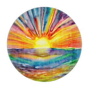 Lebhafter Sonnenuntergang über dem Wasser Reflekti Schneidebrett