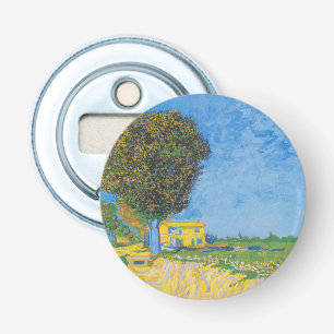 Lebhafter sonniger Weg & Gelbes Haus von Van Gogh Flaschenöffner