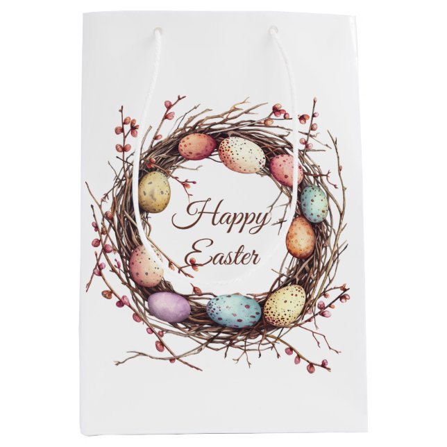 Lebhafter Springtime Egg Nest Oster Brunch Mittlere Geschenktüte (Vorderseite)