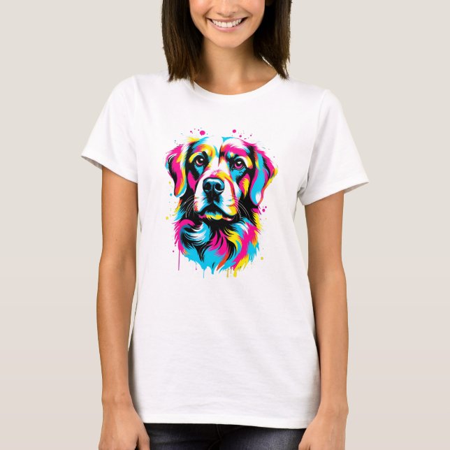 Lebhafter Spritzer Dog Pop, farbenfroh T-Shirt (Vorderseite)
