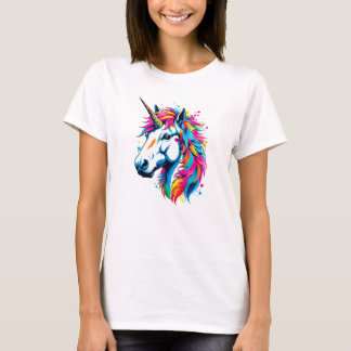 Lebhafter Spritzer Einhorn Pop Kunst, Dichtung und T-Shirt