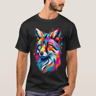 Lebhafter Spritzer Fox Pop Kunst, Dichtung und Mus T-Shirt