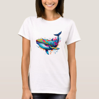 Lebhafter Spritzer Whale Pop Kunst, Dichtung und T-Shirt