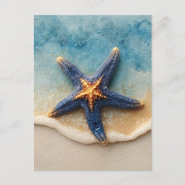 Lebhafter Starfish am Sandy Beach Postkarte (Vorderseite)