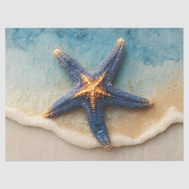 Lebhafter Starfish am Sandy Beach Seidenpapier (Vorderseite)