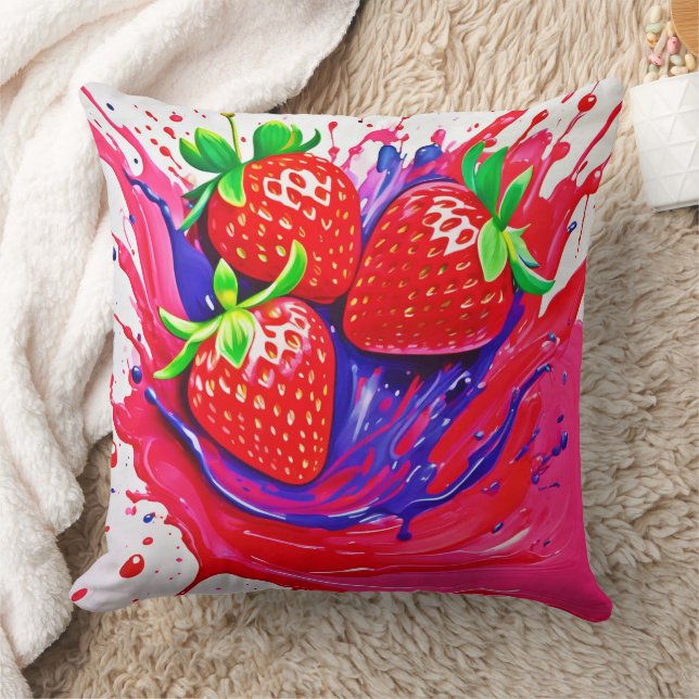 Lebhafter Strawberry Splash Kissen (Decke)