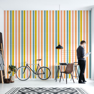 Lebhafter Streifen Design Rosa und blauer Ballon Tapete