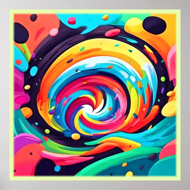 Lebhafter Swirl Abstrakter Art Poster (Vorne)
