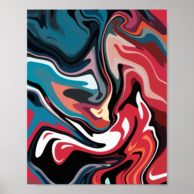 Lebhafter Swirl kühne kontrastreiche Farben Poster (Vorne)
