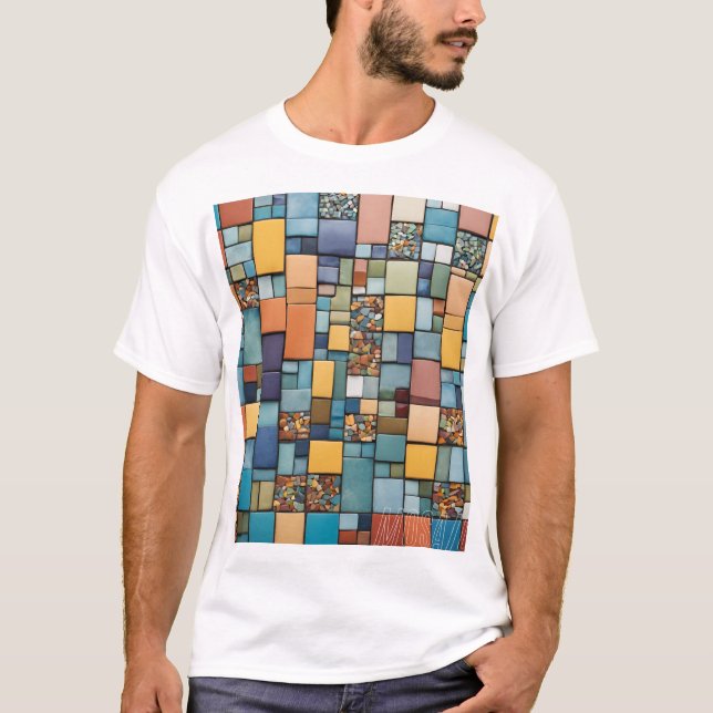 "Lebhafter T - Shirt der Mosaikkunst - Farbenfrohe (Vorderseite)