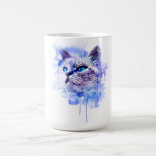 Lebhafter T - Shirt für Wasserfarben-Katze Kaffeetasse