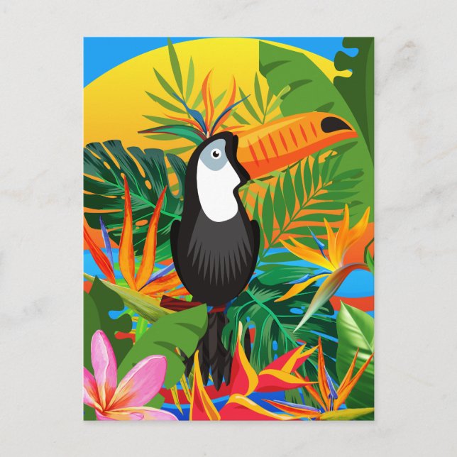 Lebhafter Toucan Tropical Rainforest Postkarte (Vorderseite)