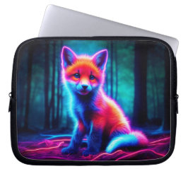 Lebhafter träumartiger Fuchs mit elektrischen Farb Laptopschutzhülle