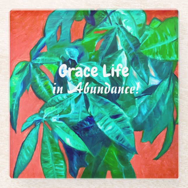 Lebhafter Tree Life GLASS Untersetzer - Grace Life (Vorderseite)
