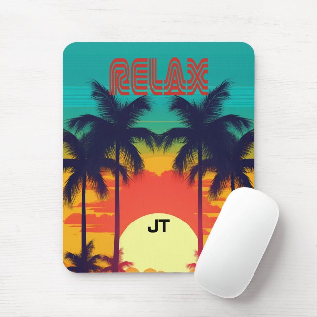 Lebhafter tropischer Sonnenuntergang Retro-80er Mousepad (Mit Mouse)
