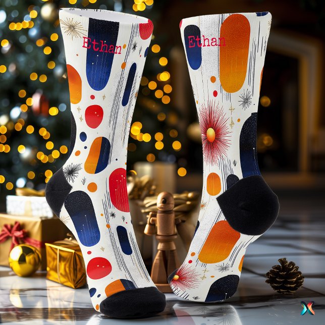 Lebhafter Urlaub mit Rot, Blau und Golden Sunburst Socken (Von Creator hochgeladen)