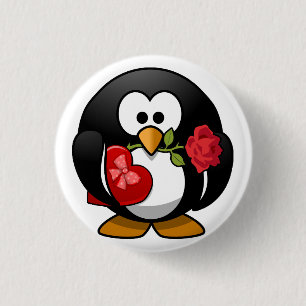 Lebhafter Valentinstag-Pinguin Button