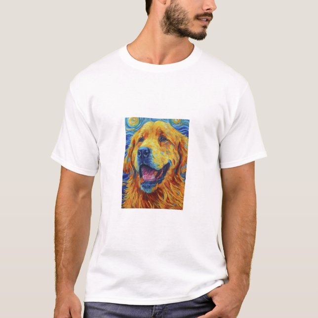 Lebhafter Van Gogh Inspiriert Dog Uni-Sex-T - Shir T-Shirt (Vorderseite)