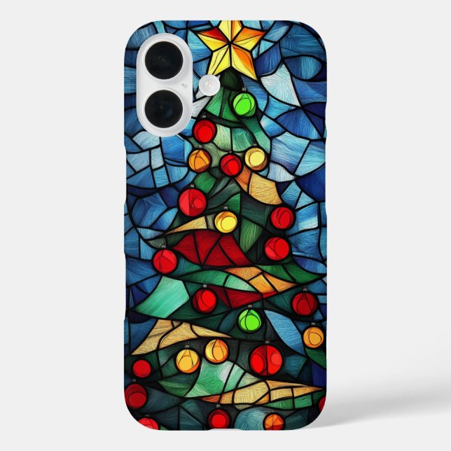 Lebhafter verklebter Weihnachtsbaum aus Glas Case-Mate iPhone Hülle (Rückseite)