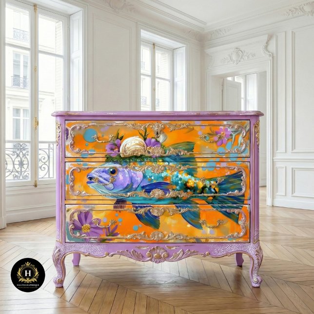 Lebhafter Vintager Blumenfisch Seidenpapier (Von Creator hochgeladen)