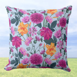 Lebhafter Vintager Sommer Roter Burgund Garten Blu Kissen