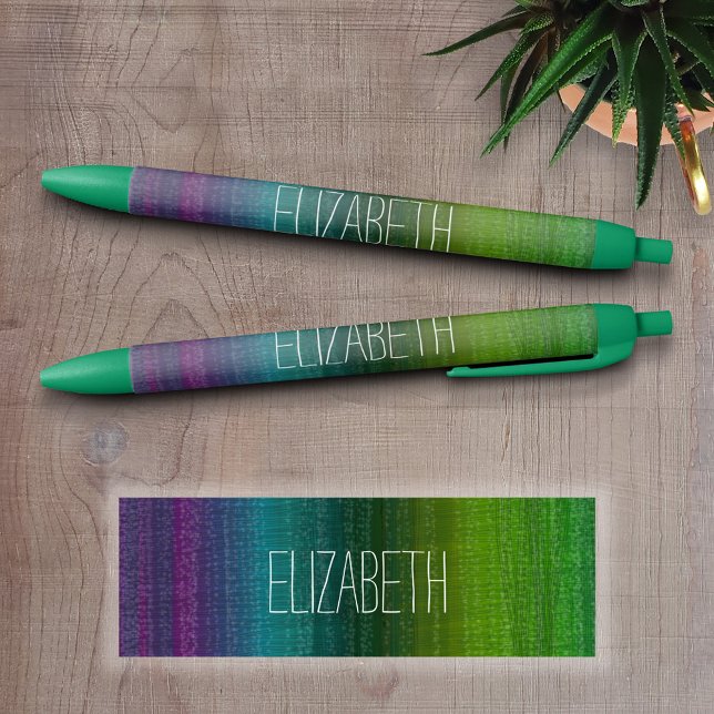 Lebhafter Watercolor Abstrakt Stripes Individuelle Kugelschreiber (Custom Pen - Personalize this writing pen with you name, monogram or other text)