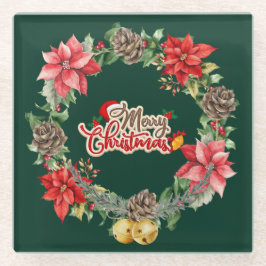 Lebhafter Weihnachtsblumen-Untersetzer Glasuntersetzer