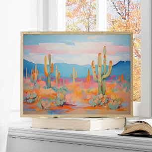 Lebhafter Western Malerei Cactus Desert Art Poster
