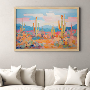 Lebhafter Western Malerei Cactus Desert Art Poster