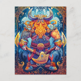 Lebhafter Wikinger mit Ax Norse Mythology Co Postkarte