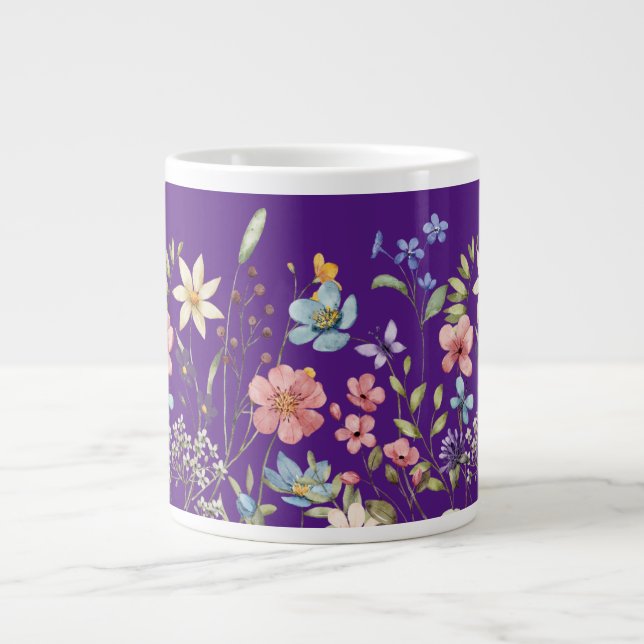 Lebhafter Wildblume Garden Jumbo-Tasse (Vorderseite)