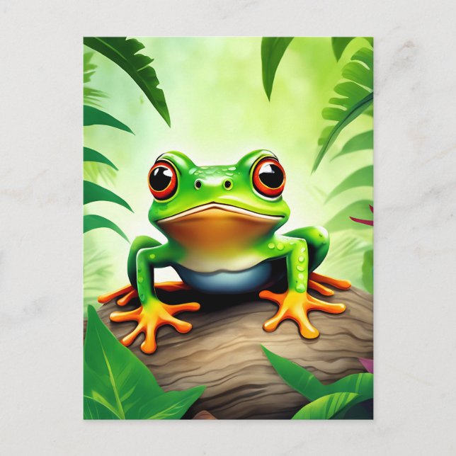 Lebhafter Wildlife Frog Postkarte (Vorderseite)