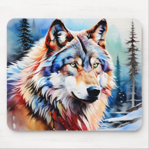 Lebhafter Wolf im Schnee Mousepad