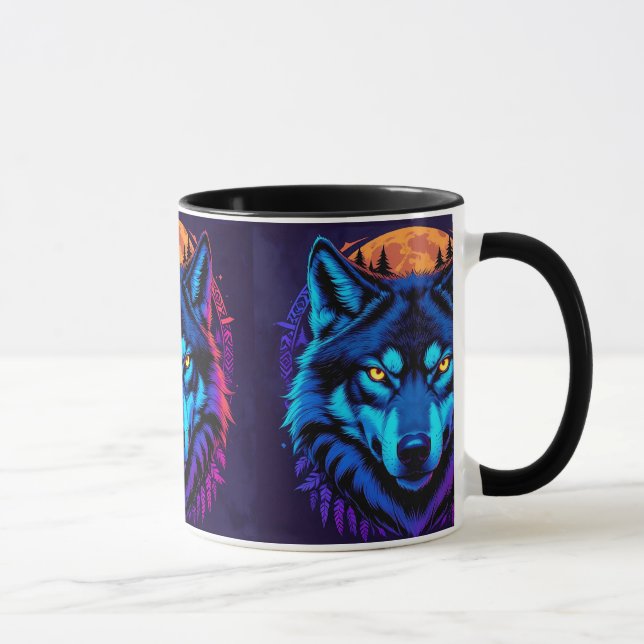 Lebhafter Wolf Stare Wildlife Fierce Blick Tasse (Rechts)