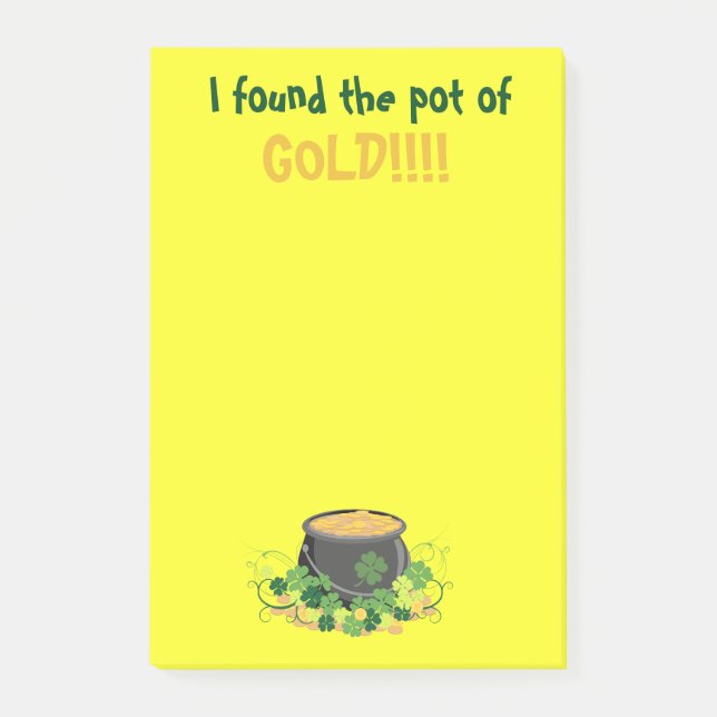Lebhafter Yellow St. Patrick's Pot of Gold Post-it Klebezettel (Vorderseite)